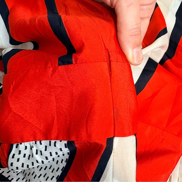 ELIZA J Poppy Stripe Scarf Print Crepe de Chine Bow Tie Back Maxi Gown Dress - Picture 16 of 16